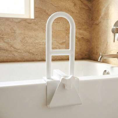 Adjustable Bathtub Safety Handle For Elderly & Adults, Tool-Free Clamp-On Bathroom Grab Bar For Smooth Edge Tubs (≥8cm), Heavy-Duty Bath Support Rail Up To 100kg
