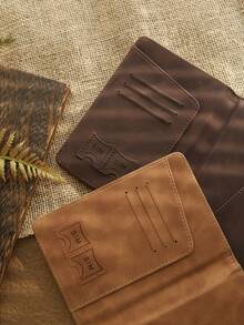 Takeoak 1pc Customized Name With Fashion Buckle Gold Personalized Word Waxed Canvas Texture Passport Cover Unique Document Card Holder Travel Accessory Handmade Fashion Travel Accessory Men's Father's Day Gift - Multicolor - View 6