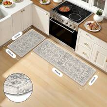 KIMODE Anti Fatigue Kitchen Mats Floor, Boho Floral Kitchen Rugs 17x29.5+17 X47", Cushioned Mats Kitchen Floor, Non Slip Kitchen Floor Mats, Sink, Laundry, Office, Desk Blue Multi E3V1 - Multi-blue - View 6