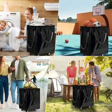 Wheeled Foldable Reusable Shopping Bag (Large, Black) Reusable Grocery Bag On 5 Wheels, Foldable Rolling Tote Carries Up To 76lb Shopping Trolley, Rolling Bag With 3 Handles, Zipper Clouser Rolling Tote Bag With Wheels For Laundry - A - 查看 2