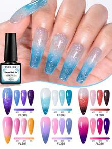 FOUR LILY 6Pcs/Set Temperature Color Changing Gel Nail All For Manicure Semi Permanent Soak Off Thermal Nail Art Gel Varnish - Multicolor - View 1