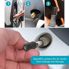 NEW- Tire Valve Caps, Valve Stem Caps Fit  , Corolla, RAV4, Highlander, Alloy Car Tire Caps For Corrosion Resistant Leak-Proof Car Accessories, Black - Parent Fit-b14 - View 4