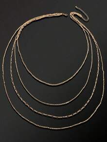 1pc Fashionable Multi-Layer Chains Long Necklace - Bạc cấp độ 2 - Xem 3