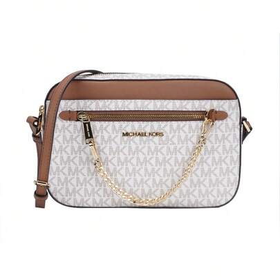  Michael Kors Jet Set Item Printed Lady Single Shoulder Crossbody Camera Bag 35S1GTTC9B VANILLA