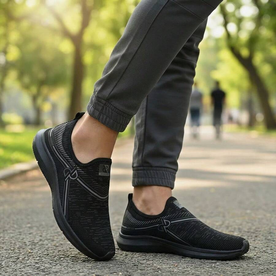 Adult Orthopedic Flat Sole Sneakers, Lace-Free, Easy To Put On, Lightweight For Daily Activities And Walking, Breathable Flat Sole, Sizes 34 To 43 - màu đen - Xem 1