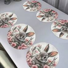 4 pezzi di tovagliette pasquali, con simpatico motivo a coniglio e decorazioni floreali, adatte per feste, pranzi, decorazioni natalizie e decorazioni pasquali. Dimensioni: 38*38cm, adatte per decorazioni stagionali domestiche, decorazioni tavola per le feste, stile country, materiale lavabile, ideali per decorazioni tavola per le feste e intrattenimento domestico, ottimo anche come regalo. - Multicolore - Visualizzare 2