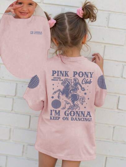 1 件女婴休闲字母印花圆领短袖 T 恤，青春女婴服装 - 带有创意英文图案的婴儿 T 恤，展现个性，夏季