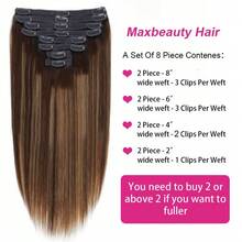 4/27 Straight Clip In Hair Extensions Human Hair Thick Long Clip In Human Hair Extensions Natural Black For Women - Multicolor - View 4