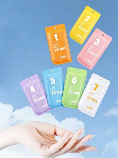 1/3/5/7 piezas Poncho de lluvia desechable, empaquetado comprimido en tarjeta portátil, impermeable unisex engrosado para actividades al aire libre, equipo de lluvia de plástico impermeable adecuado para uso diario al aire libre, camping, senderismo, pesca, escalada, ciclismo (estilo de empaquetado y color aleatorios)