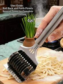 1pc 8.8 Inch Pasta Cutter, Stainless Steel Spaghetti Cutter, Handheld Dough Cutter, Pasta Extruder, Italian Pasta Maker, Pasta Lattice Roller, Kitchen Cooking Handheld Dough Cutter (Random Color And Style) - Multicolor - View 12