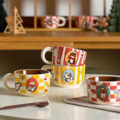 200ml Retro Cartoon Animal Ceramic Coffee Mug - Cute & Fun Breakfast Cup With Handle, Suitable For Soup And Cereal