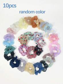 10pcs/20pcs/30pcs Hair Scrunchies, Casual Daily Wear, Breathable Summer, Multi-Color, Long-Lasting, Versatile Hair Accessories - Multicolor - View 11