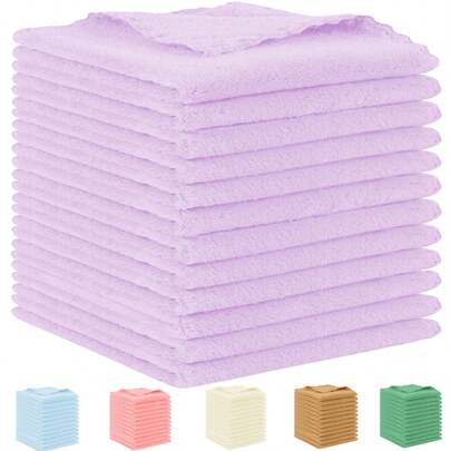 超柔软面巾 6/12 条装，高品质超细纤维毛巾，吸水性强，速干珊瑚绒面巾，多用途面巾，适用于浴室、酒店和健身房