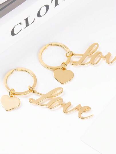 1PC Creative Titanium Steel Love Keychain Personalized Couple Keychain Valentine's Day Essential Decorative Pendant