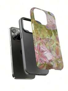 Funda para teléfono con cobertura total, a prueba de golpes, con diseño artístico de acuarela de mariposas florales rosas y hojas verdes, compatible con iPhone 17, 16, 15, 14, 13, 12, 11, PRO MAX, PLUS, así como con otros modelos. - Blanco - Ver 4