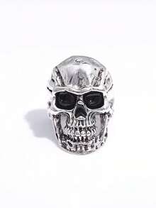 1 件哥特式骷髅戒指，深色风格男士配饰，复古朋克风格，适合万圣节和男女通用 - 裂紋骷髏頭 - 查看 5