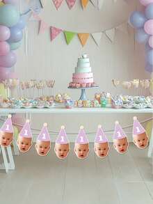 7/14/21pcs Customizable Birthday Photo Decorations, Personalized Photo Garland, 1st Birthday Banner, Personalized Birthday Hat Decor Garland, Birthday Party Gifts, Baby Shower/Gender Reveal Party Banner, Personalized Gift, Unique Gift - Multicolor - View 11