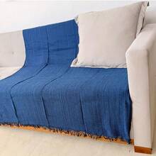 Set Of 2 Extra Large King Size Sofa Throws, Size 3 Meters X 1.80 Meters, Decorative For A Luxurious Home, 100% Cotton Reinforced Protective Cover - 寶藍色 - 查看 4