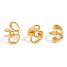 Frminee Bộ 3 chiếc nhẫn hình học bằng thép không gỉ mạ vàng 18K, kiểu dáng thời trang, tối giản, thanh lịch và độc đáo, trang sức đeo hàng ngày và quà tặng cho phụ nữ. - Phong cách Vàng 4 - Xem 10