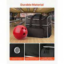 Bowling Accessories - Tasche Mit Abnehmbarem Trolley, 2 Bälle, Schwarz-weiß - View 3