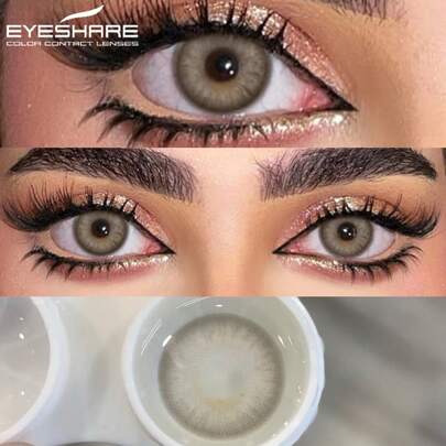 EYESHARE عدسات طبيعية زرقاء وخضراء ورمادية وبنية، قابلة للتخلص منها سنويًا، زوج واحد