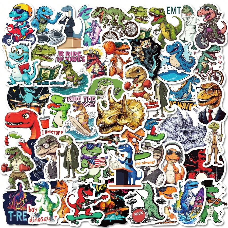 50 Peças Adesivos Legais de Dinossauro para Adultos e Adolescentes, Decalques de Vinil de Dinossauro para Garrafas de Água, Laptops, Skates, Guitarras, Capas de Telefone, Bagagem, Adesivos Impermeáveis Divertidos para Lembrancinhas de Festa, Decorações DIY, Presentes com Tema de Dinossauro Engraçados, Adesivos Engraçados, Suprimentos para Scrapbook, Adesivos para Laptop - 1 Set - Visão 1