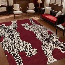1pc Leopard Print Rug, Red Lips Rug, Pop Art Rug, Bold Statement Area Rug, Funky Living Room Decor, Animal Print Rug, Glamorous Home Rug, 84*60inch,Perfect Choice For Christmas ,Stylish And High-Quality Rugs, Perfect For Christmas Decorations And GiftsHome Decor, The Best Choice For Gothic-Style Birthday Gifts - 彩色 - 查看 1