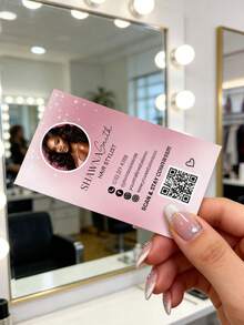 200/500/1000pc Customize Hair Stylist Pink Business Cards Template,Personalized Photo & Text Media Influencer Style Card, Beauty Salon Contact Card, QR Code Business Cards,Freelance Beauty Professionals Business Cards, Beauty Artist/Hair/Nails/Lahes Business Cards Template,Beauty Salon Promotion Business Cards,Custom Card,Personalized Gifts - Multicolor - View 6