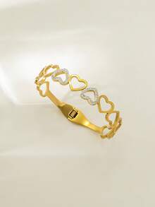 Stainless Steel Heart-Beating Signal Zirconia Inlaid Bracelet, Niche Elegant Commemorative/Confession Gift - Multicolor - View 7