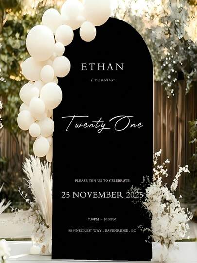 Customized Arch-Shaped Backdrop Curtain, Available In Multiple Sizes, Customizable Text And Photos, Personalized Design, Double-Sided Elastic Backdrop Curtain, Suitable For Lawn, Garden, Living Room And Other Occasions - Wedding, Birthday Party, Bridal Shower, Christmas Party, Baby Shower, Retirement Party, Anniversary Event