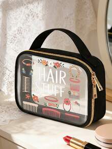 PVC材质手提洗漱包，拉链封口设计，优雅金属拉链，轻便耐用，不褪色，适合女性和女孩用作化妆包和洗漱包，易于清洁，时尚实用，是旅行、度假、返校和学习的必备单品。 - 彩色 - 查看 4