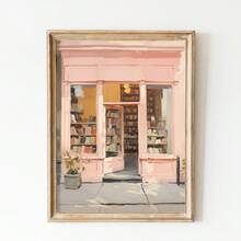 Tranh phong cách màu nước, tông màu nhẹ nhàng, chủ đề thư viện | Hiệu sách cổ điển, New York, thích hợp trang trí nhà cửa, phòng ngủ, phòng khách, phòng tắm, có khung. - A - Xem 1