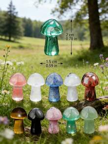 5/10/20/30/50/100pcs Artificial Crystal Mini Mushroom Beads, Spiritual Energy Faux Gemstone Carved Handmade Craft, Mixed Material Home Decor - Multicolor - View 11