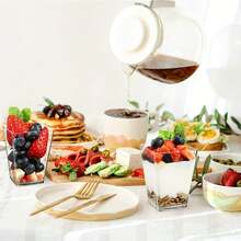 [100pcs/50pcs/25pcs/20pcs/10pcs Set] Creative Shaped Cake Mold, Square Transparent Ice Cream Mousse Cup With Lid, Dessert Cup, Pudding Cup, Suitable For Cafe, Snack Bar, Buffet, Home, Kitchen, Baking Party, Pudding, Cheesecake, Mousse, Jelly Cup - View 7