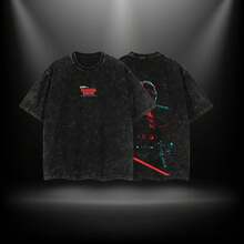 Únete al Lado Oscuro - Battlefront 3 Camiseta de Gran Tamaño con Doble Estampado, Ligera, Lavada al Ácido, Camiseta con Gráficos de Programas de TV, Camiseta de Algodón para Regalo para Amantes de Cómics, Camiseta de Regalo para Amantes de Películas, Camiseta de Corte Regular para Hombre con Estampado Floral, Ropa Urbana - Negro - Ver 2