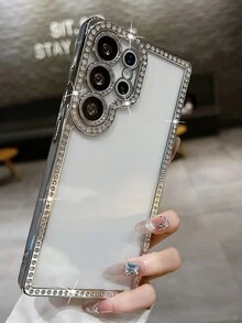 新款奢华时尚闪亮钻石透明手机壳，适用于三星 Galaxy S25/S25 Plus/S25 Ultra/S24/S24 Ultra/S24 FE/S23/S23 Ultra/S23 Plus/S24 Plus/S26/S26 Plus/S26 Ultra，6D 电镀边框后盖，送朋友的礼物 - 銀色 - 查看 2