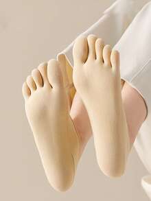 5 Pairs Women's Breathable Mesh Five Finger Socks, Silicone Non-Slip Shallow Invisible Toe Socks, Summer Thin Liner Socks - Multicolor - View 2