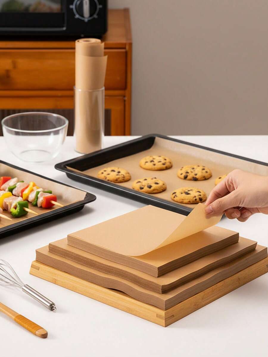 50/100张棕色方形吸油纸（30*30厘米），厨房烘焙纸，食品垫纸，食品纸，多种尺寸可选，适用于烘焙、烧烤和食品包装——非常适合汉堡、三明治、蛋糕等——高品质厨房必备，烘焙必需品，吸油纸