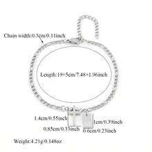 1 chiếc mặt dây chuyền hình chữ nhật bạc cổ điển mới, chữ cái đầu tên, chữ cái đầu tên, kèm dây chuyền bằng thép không gỉ dành cho nam giới. - Bạc - Xem 2