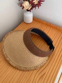 1pc Foldable Wide Brim Fringed Sun Hat, Suitable For Spring/Summer Beach Vacation UV Protection - Multicolor - View 6