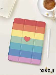 1个彩虹爱心图案平板电脑保护套，兼容10.2英寸（第十代）/（A16）11英寸（第十一代，2025款）、Pro 11英寸（2021/2020款）、Galaxy Tab A8 10.5英寸（2022款）、Matepad 10.4/Tab，带笔槽，防摔，平板电脑支架，自动休眠/唤醒功能。 - 彩色 - 查看 2