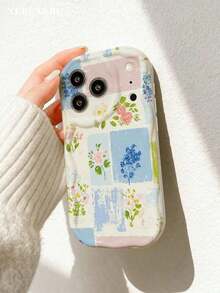xercxerc Funda de TPU con Estampado Floral y Geométrico, Cobertura Completa de Cámara y Protección Contra Caídas para iPhone 11 12 13 14 15 16 17 Pro ProMax Air - Blanco - Ver 5