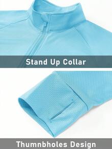 KEFITEVD 女士 UPF 50+ 轻便运动夹克 防晒 全拉链长袖衬衫 远足户外口袋 - 淺藍色 - 查看 6