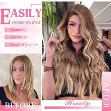 4/27 Straight Clip In Hair Extensions Human Hair Thick Long Clip In Human Hair Extensions Natural Black For Women - Multicolor - View 3