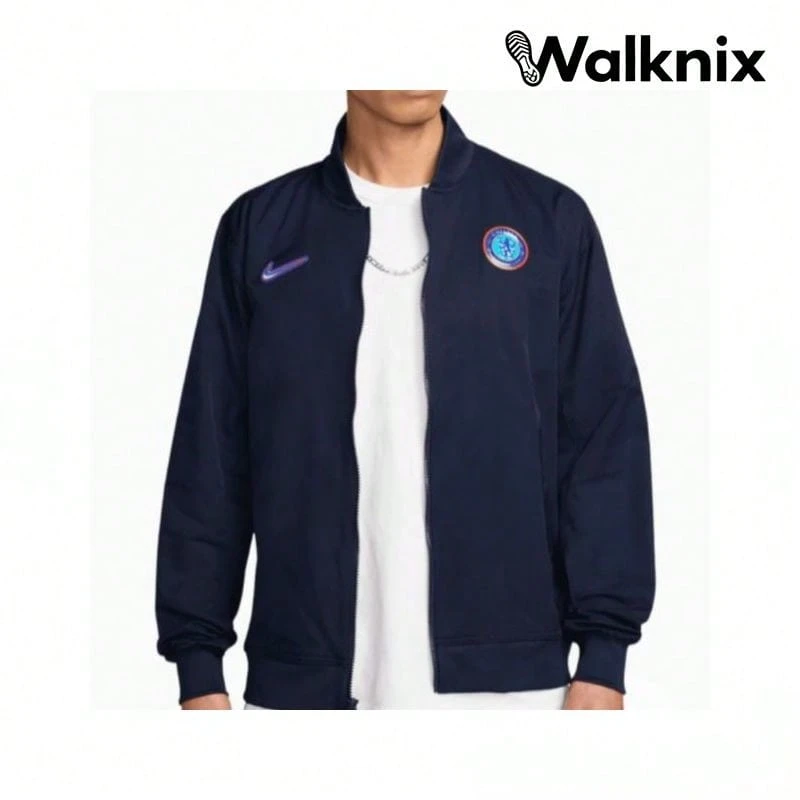 Nike Chelsea 2024/25 FC Comfortable Skin-Friendly Long Sleeve Baseball Collar Jacket Navy-Blue Jacket Men - 彩色 - 查看 1