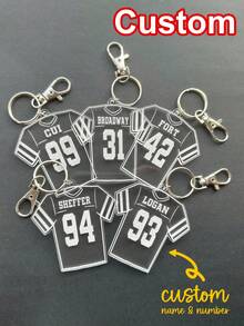 Customized Basketball/Ice Hockey/Soccer/American Football Jersey Keychain, Basketball/Ice Hockey/Soccer/American Football Team Gift, Personalized Basketball/Ice Hockey/Soccer/American Football Keychain, Basketball/Ice Hockey/Soccer/American Football Team Luggage Tag, Graduation Party Gift, End Of Season Gift, Sports Gift, Gift For Her/Him, Birthday Gift, Gift For Girlfriend/Boyfriend, Elegant And Romantic, Winter Elegance - Transparent Jersey Keychain - View 4