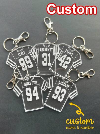 Custom Basketball/Hockey/Soccer /Football Jersey Keychain,Basketball/Hockey/Soccer /Football Team Gift, Basketball/Hockey/Soccer /Football Personalized Keychain, Basketball/Hockey/Soccer /Football Team Bag Tag, Senior Night Gift, End Of Season Gift, Gift For Sport,Gifts For Her/Him,Birthday Gift,Gift For Girlfriend/ Boyfriend,Delicate Romance,Winter Grace