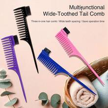 Wide-Tooth Pointed-Tail Comb, Double-Ended Eyebrow Brush, Mascara Brush, Hair Trimming Comb, Hair Coloring Long-Tail Comb, Makeup Brush Hair Styling Comb Set For Men And Women: Wide Tooth & Straightening Combs For Styling, Parting & Braiding - Multicolor - View 2