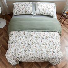 Botanical Duvet Cover Set 100% Microfiber Breathable Stylish Spring Pattern Ultra Soft Bedding Set Quilt Cover With Pillowcase - Green Floral - View 10