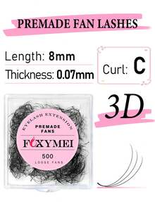 500片预制C/D卷翘睫毛嫁接片，3D/6D/9D手工扇形睫毛，长度8-14毫米，高品质，适用于美容院 - C - 查看 28